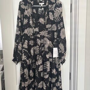 Floral Black and White Dress